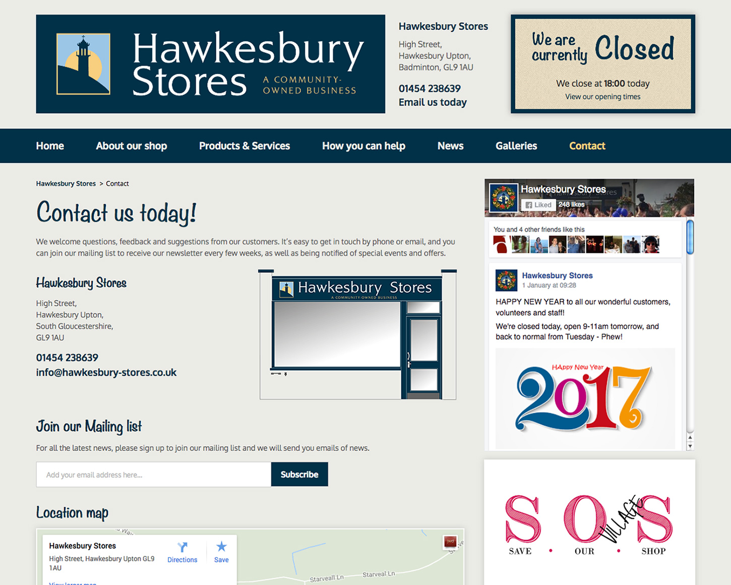 Hawkesbury Stores website
