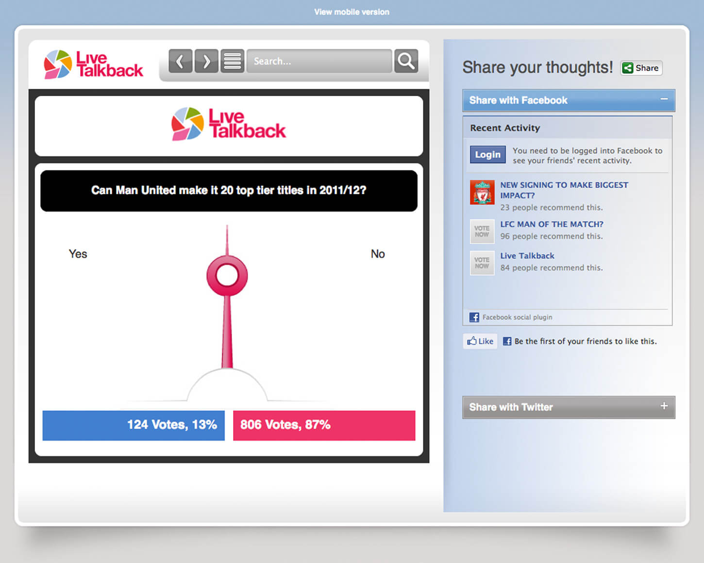Live Talkback voting app