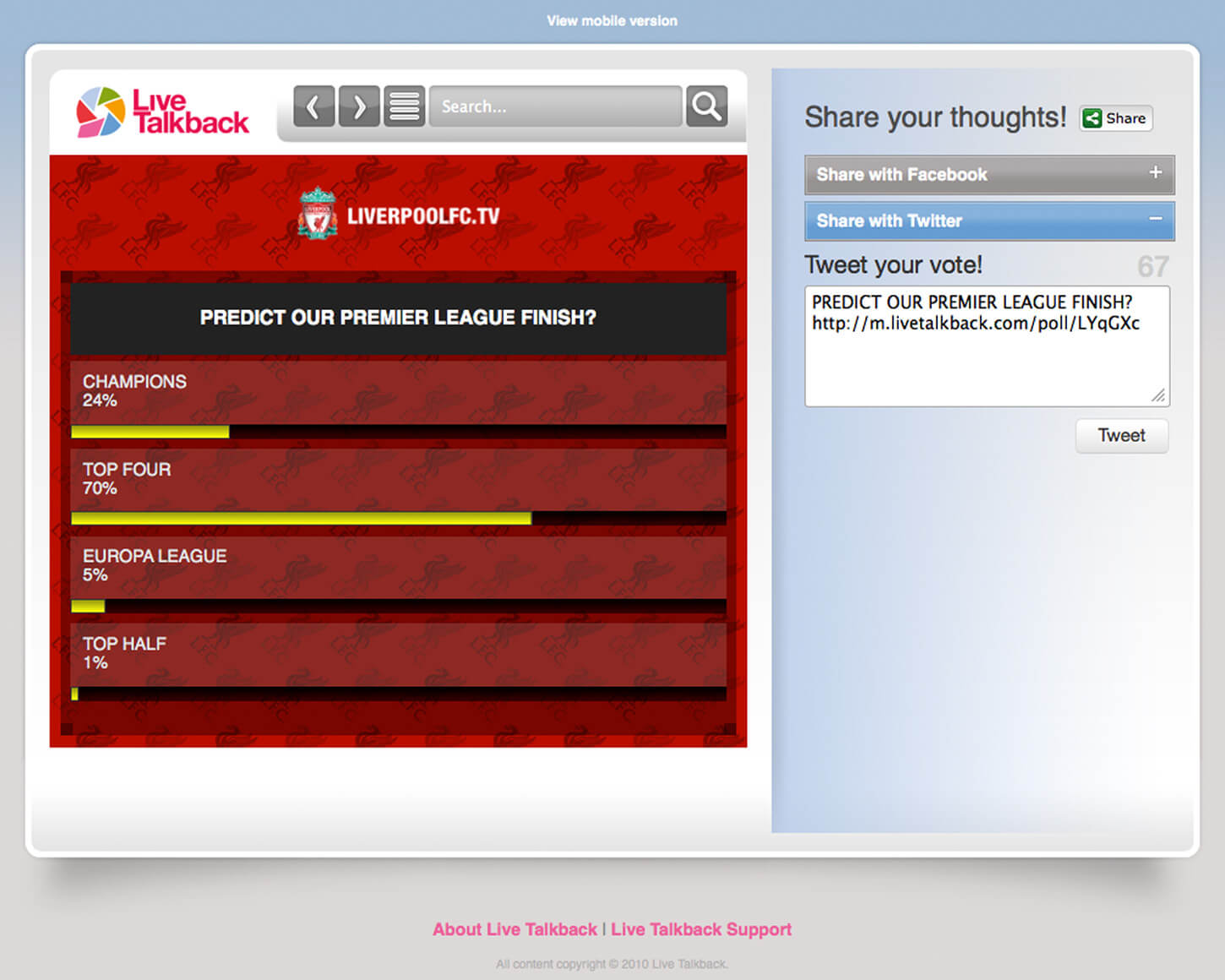 Live Talkback voting app