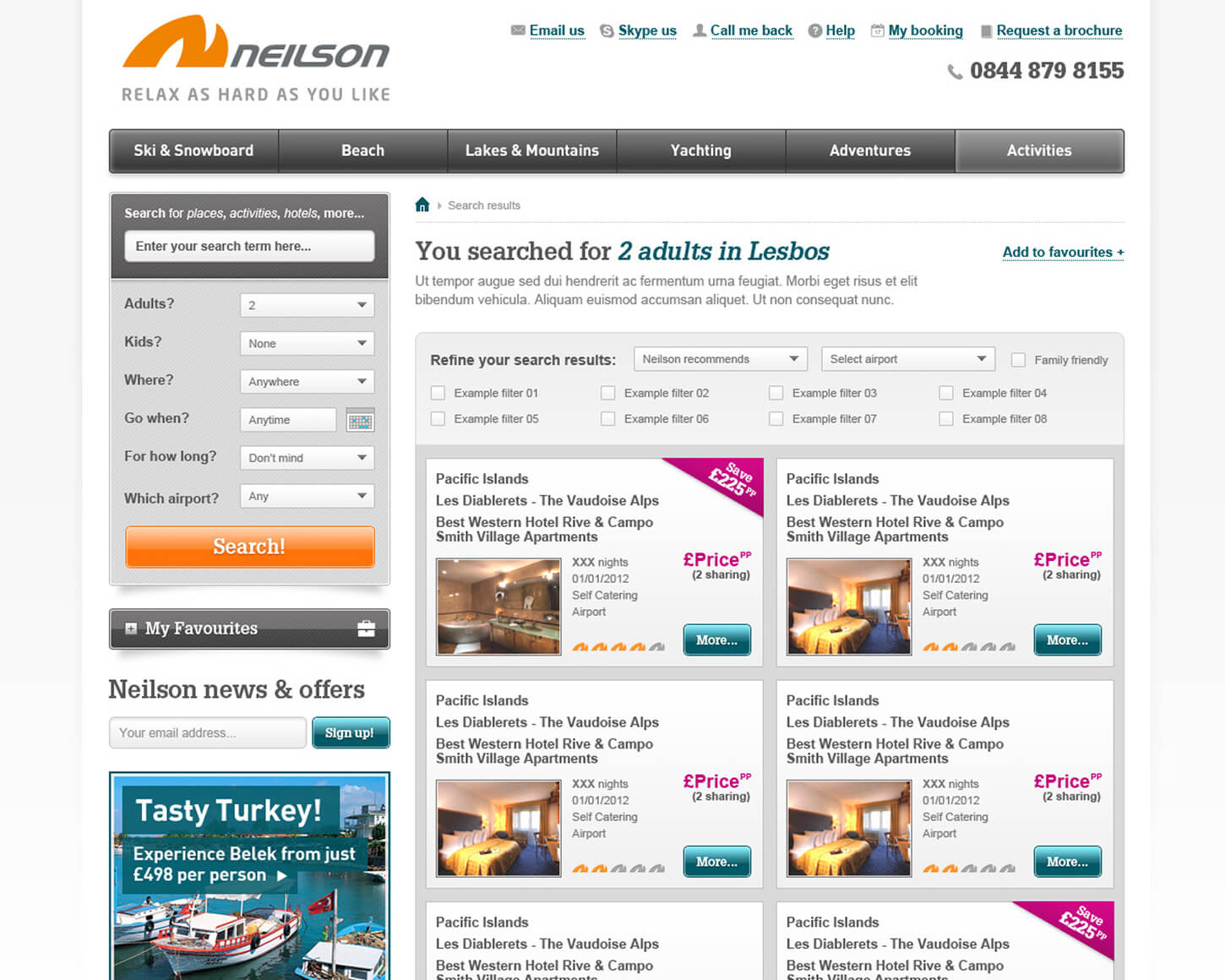 Neilson Holidays website detail page