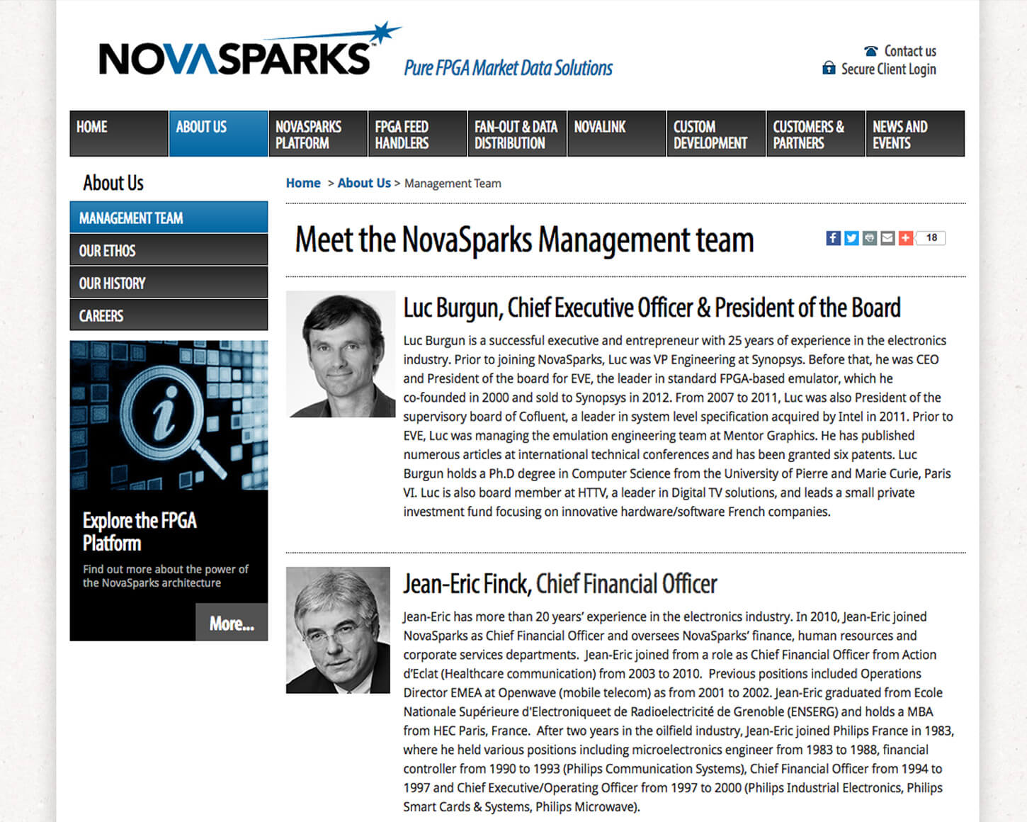 NovaSparks website