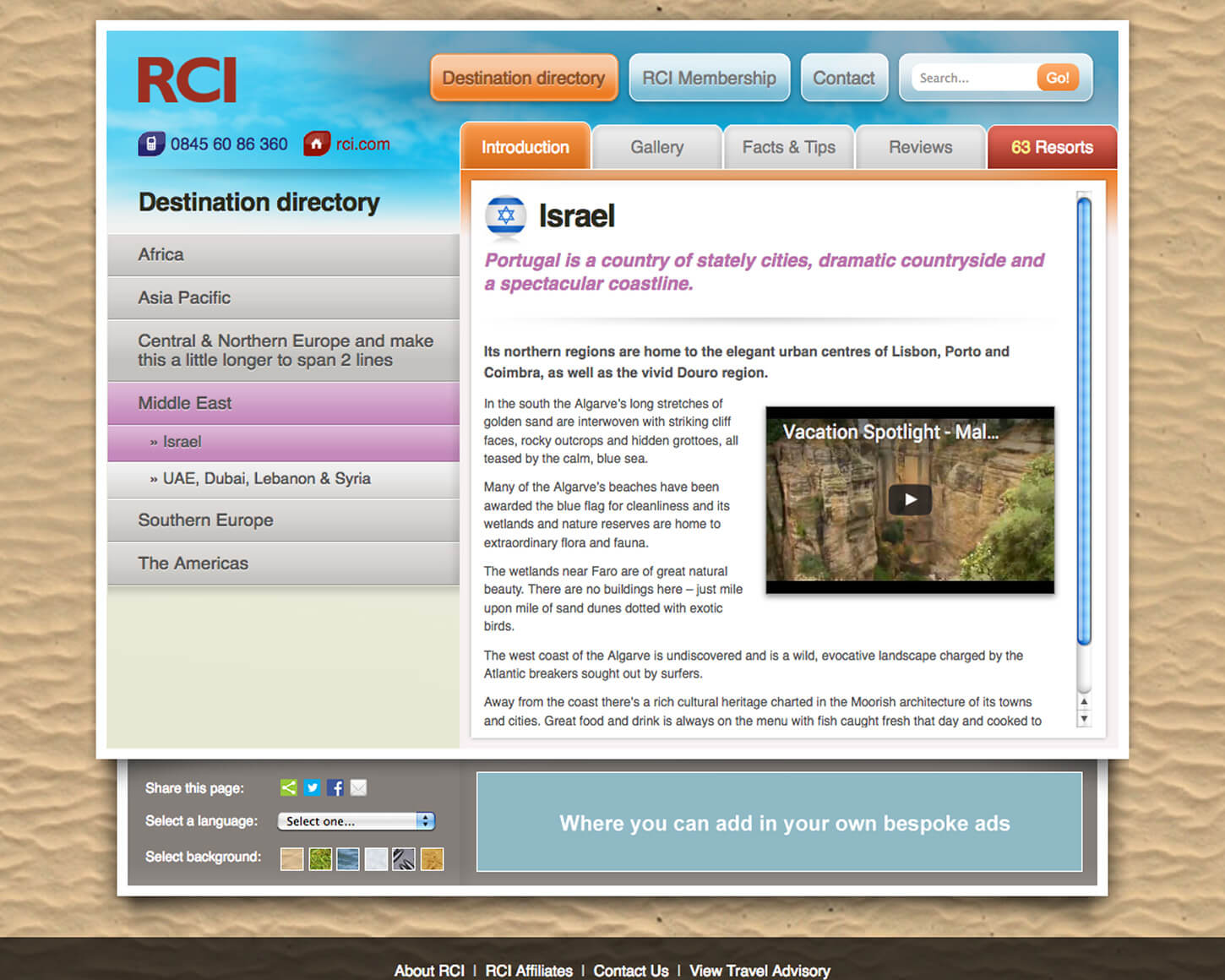 RCI Digital destination guide